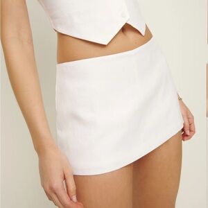 Reformation Mia Low Waist Linen Skort Size 12 White NWT